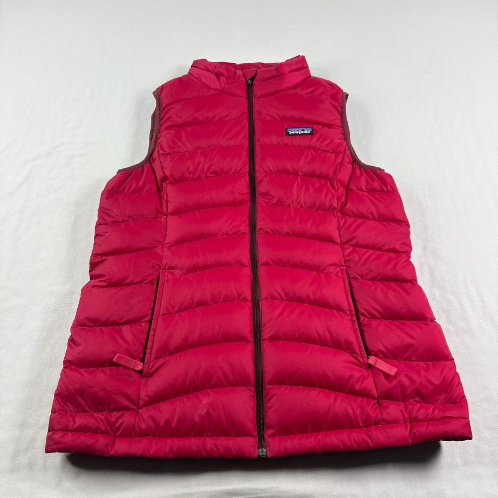 Patagonia Down Sweater Vest Girls 2XL Pink Full Zip‎ Outdoor Kids